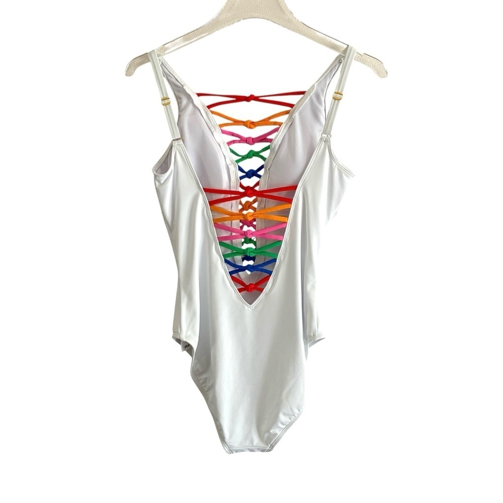 Bleu Rod Beattie Colorful Strappy One Piece Swimsuit Size 6 - Picture 3 of 9